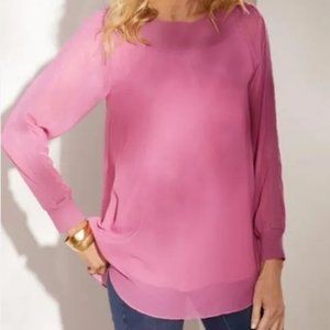 Soft Surroundings Dianthus Chiffon Long Sleeve Tunic size M  NWOTS